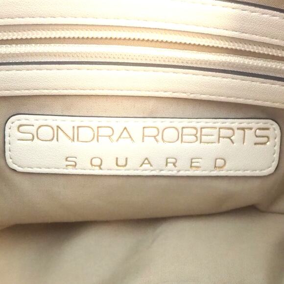 Sondra Roberts Squared Vegan Pebbled Leather Shoulder Tote Bag Cream Gold - Picture 8 of 16